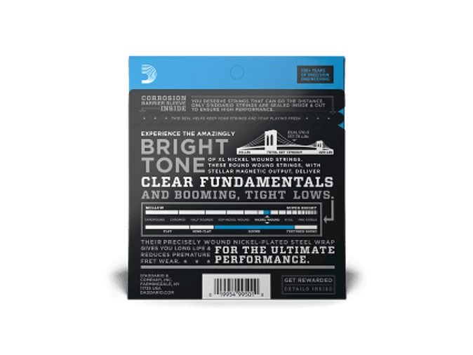 D'Addario EXL170-5 45-130 Regular Light 5 cordas , Long Scale, XL Nickel Bass Strings 3