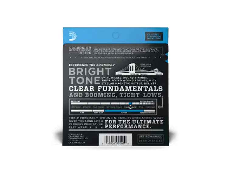 D'Addario EXL170-5 45-130 Regular Light 5 cordas , Long Scale, XL Nickel Bass Strings 3