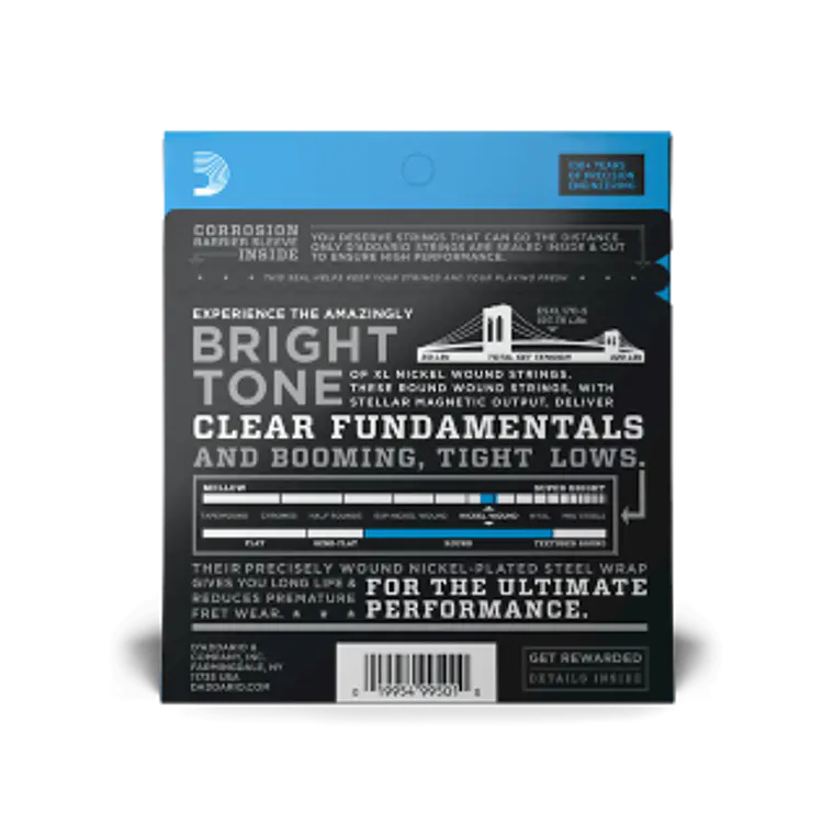 D'Addario EXL170-5 45-130 Regular Light 5 cordas , Long Scale, XL Nickel Bass Strings 3
