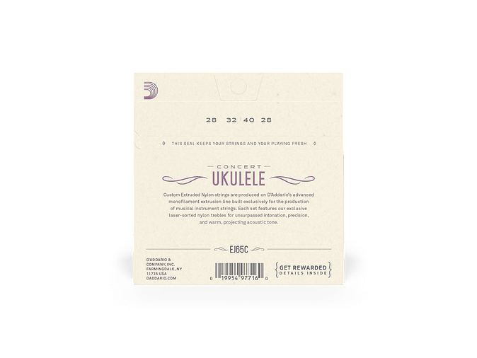D'Addario EJ65C Pro-Arté Custom Extruded Nylon Ukulele Strings, Concert 2