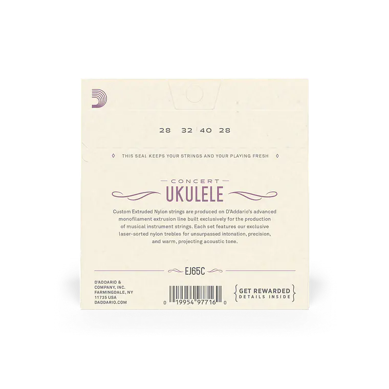 D'Addario EJ65C Pro-Arté Custom Extruded Nylon Ukulele Strings, Concert 2
