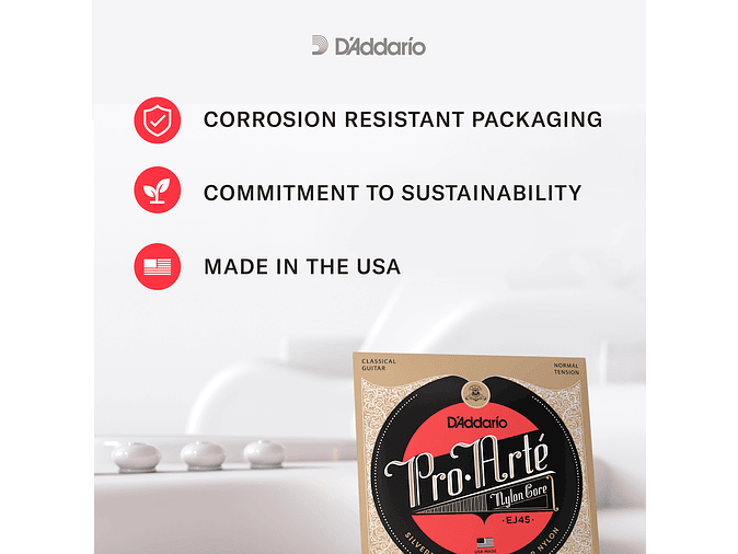 D'Addario EJ45FF Tensão Normal, Pro-Arté Carbon  5