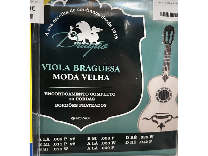 Cordas de Viola Braguesa 10 cordas - Moda Velha - aço inox  - Dragão Ref. 085  1
