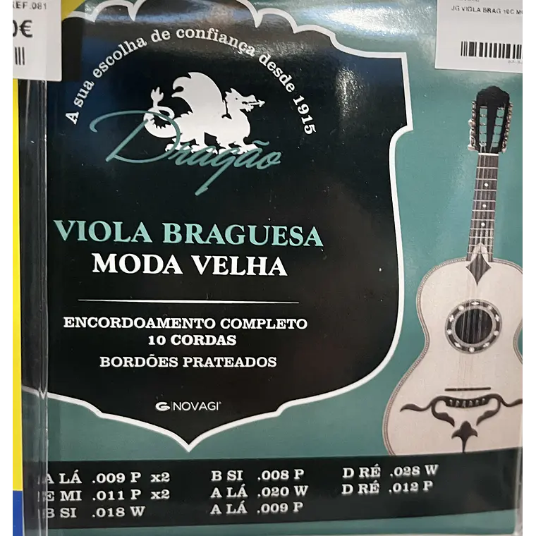 Cordas de Viola Braguesa 10 cordas - Moda Velha - aço inox  - Dragão Ref. 085  1
