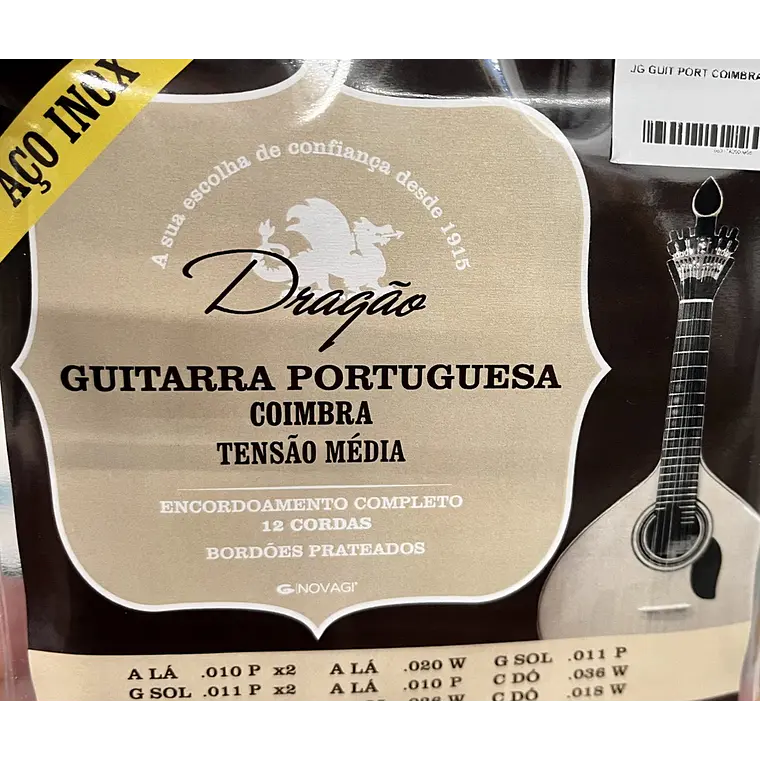 Cordas para Guitarra Portuguesa Coimbra Aço Inox Tensão Média 1
