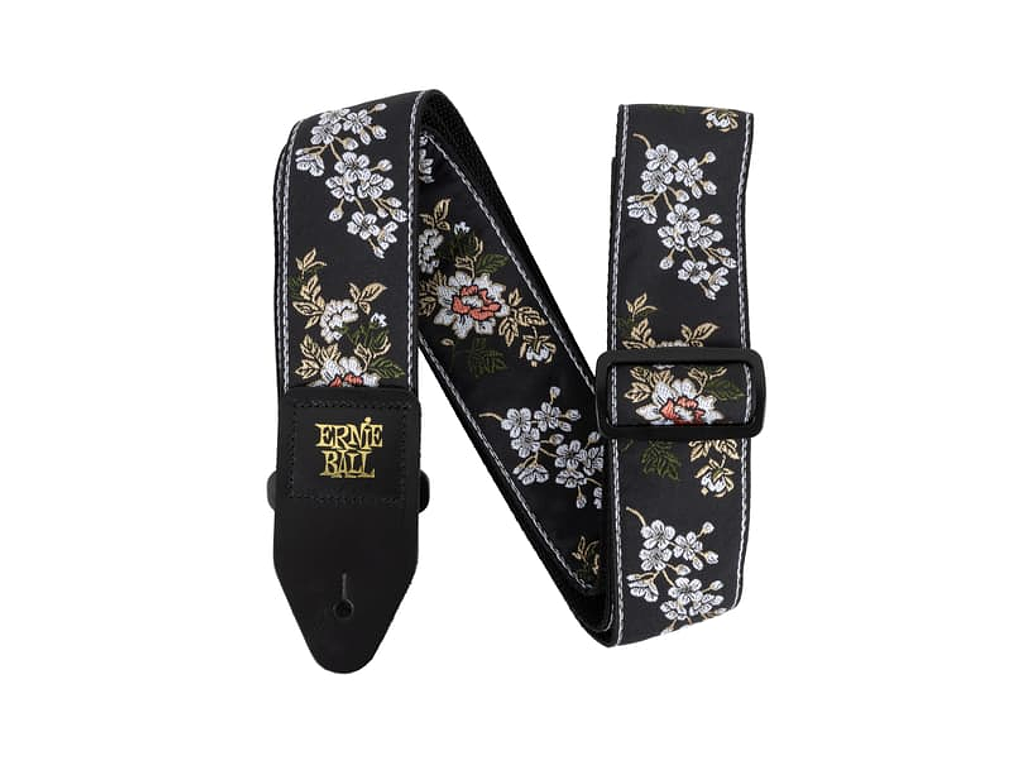Ernie Ball Jacquard  - White Blossom Correia de guitarra/baixo 1