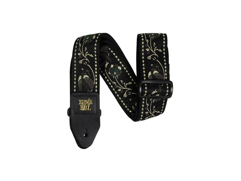 Ernie Ball Jacquard  - Black Pleasant Pheasant Correia de guitarra/baixo 1