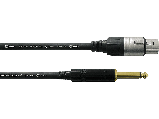 Cabo áudio XLR fêmea/jack mono 10 metros - Cordial 1