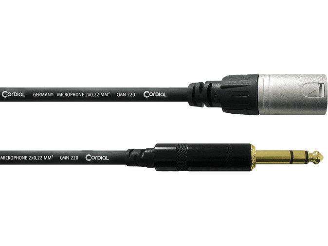 Cabo de áudio XLR Macho / Jack stereo Macho Cordial - 3 metros 1