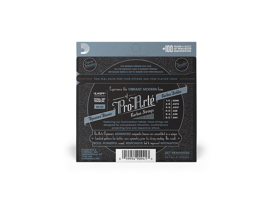 D'Addario EJ45FF Tensão Normal, Pro-Arté Carbon  3