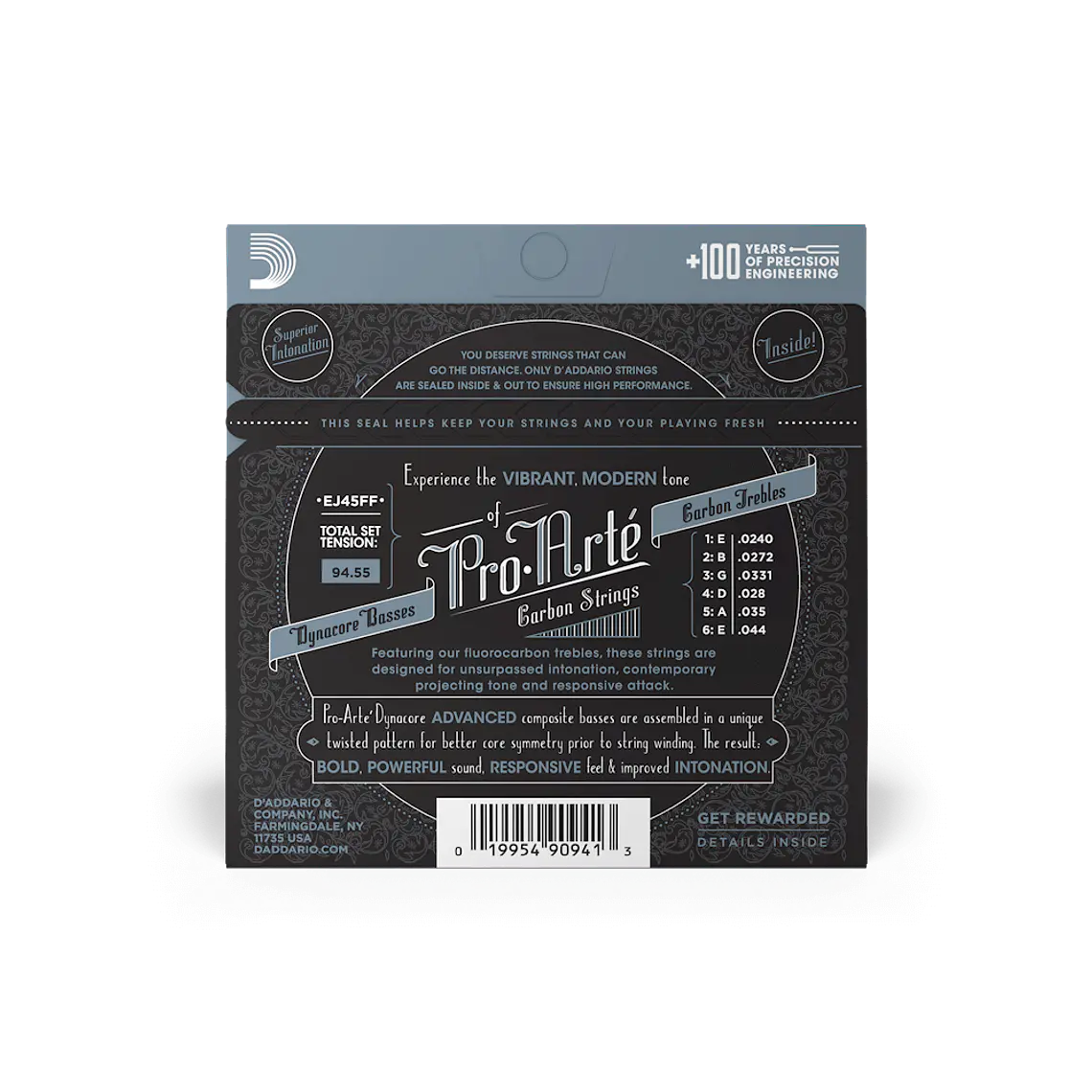 D'Addario EJ45FF Tensão Normal, Pro-Arté Carbon  4