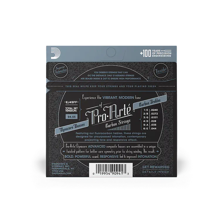 D'Addario EJ45FF Tensão Normal, Pro-Arté Carbon  4