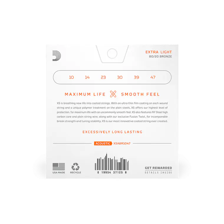 D'Addario XSABR1047 Extra Light Coated Acoustic Guitar Strings 3