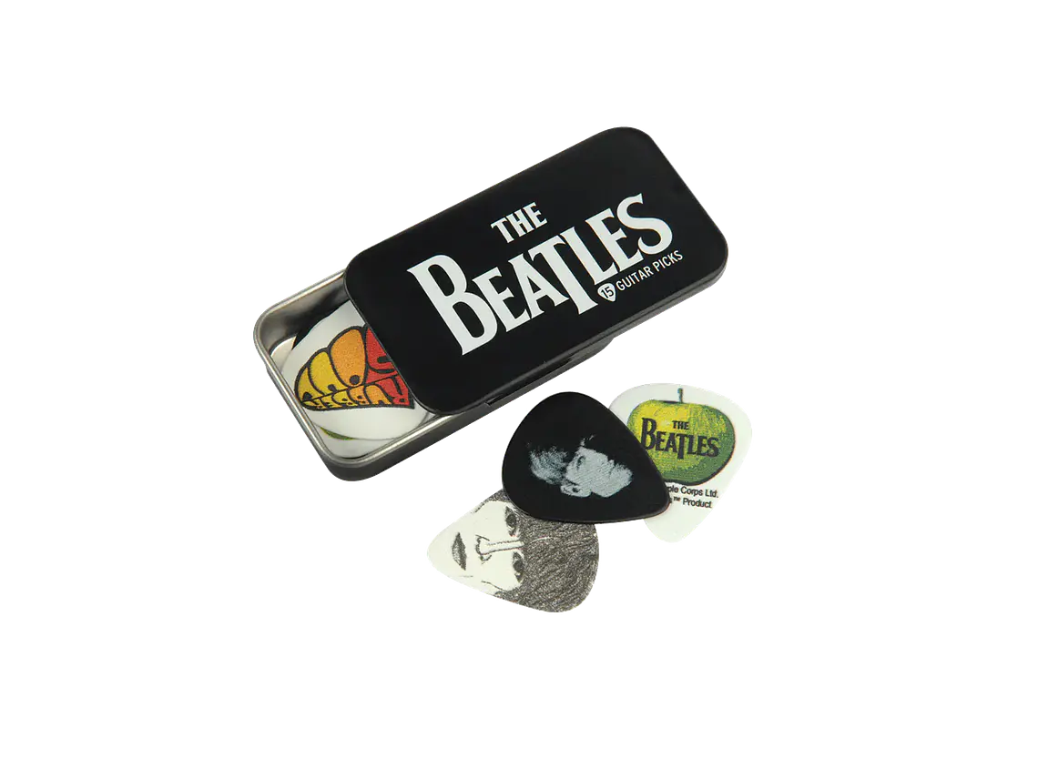 D'Addario Beatles Signature Guitar Pick Tins, Logo, 15 palhetas  1