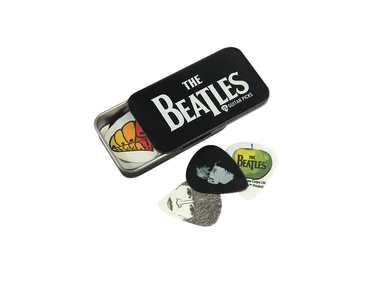 D'Addario Beatles Signature Guitar Pick Tins, Logo, 15 palhetas  1