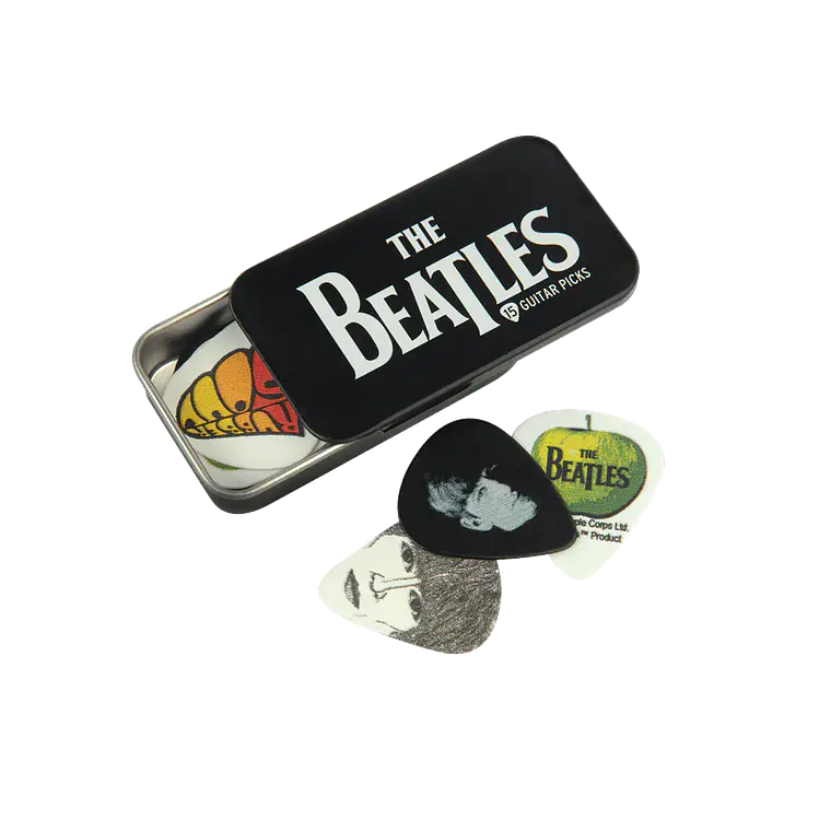 D'Addario Beatles Signature Guitar Pick Tins, Logo, 15 palhetas  1