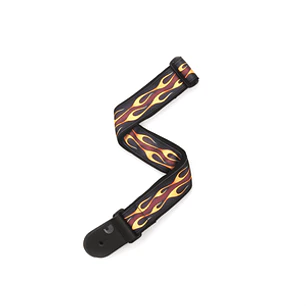D'Addario 50F09 Woven Guitar Strap - Red Hot Rod Flames