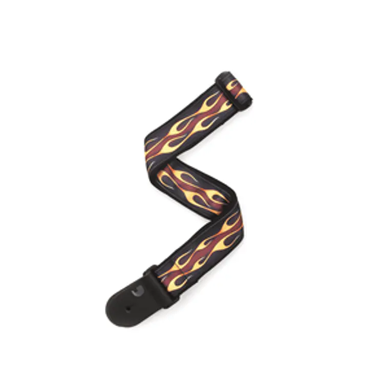 D'Addario 50F09 Woven Guitar Strap - Red Hot Rod Flames 1