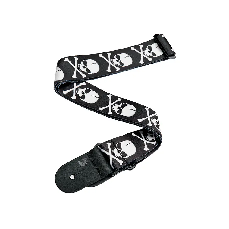 D'Addario 50H01 Woven Guitar Strap - Cross Bone Skull 1