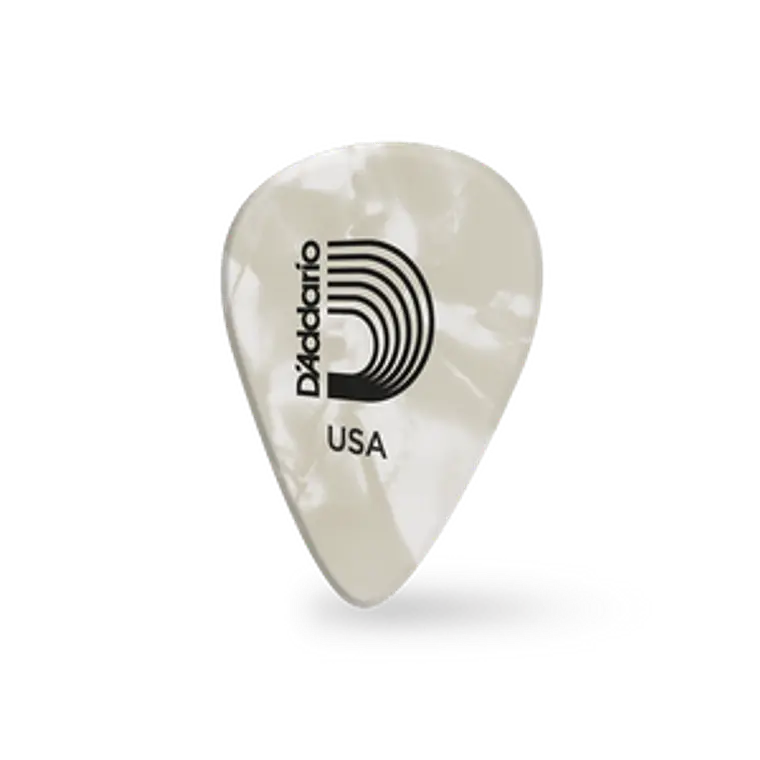 D'Addario White Pearl Celluloid Guitar Picks Light 1CWP2 1