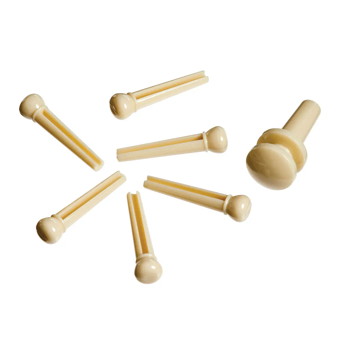 D'Addario Injected Molded Bridge Pins with End Pin PWPS11 - Ivory, Set of 7 1