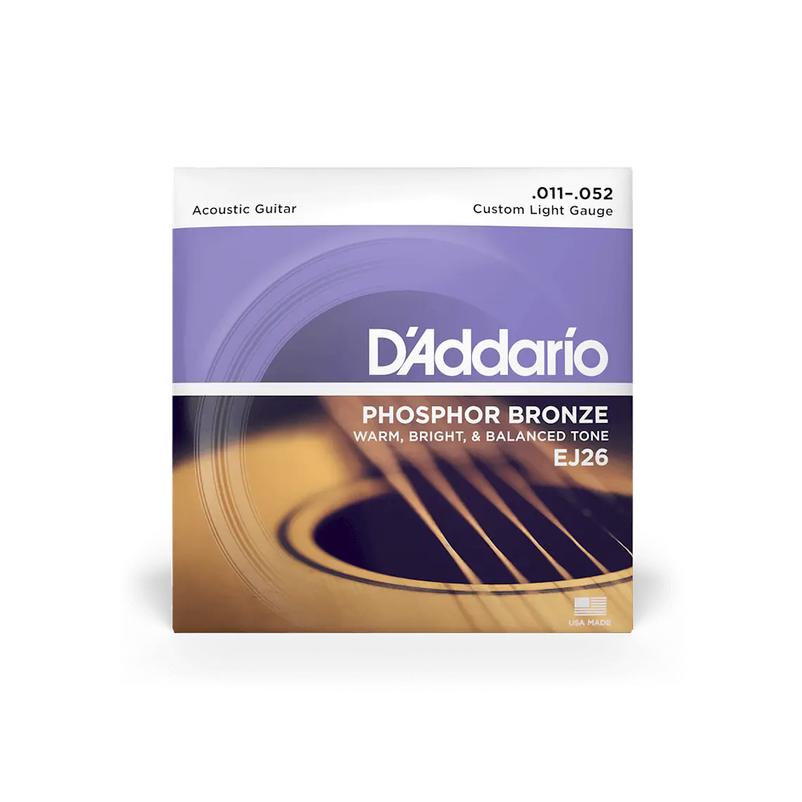 D'Addario EJ26 Phosphor Bronze Acoustic Guitar Strings Custom Light 11-52 1