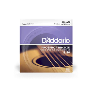D'Addario EJ26 Phosphor Bronze Acoustic Guitar Strings Custom Light 11-52