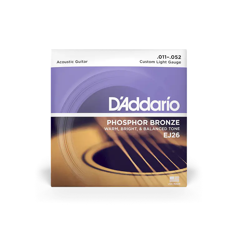 D'Addario EJ26 Phosphor Bronze Acoustic Guitar Strings Custom Light 11-52 1