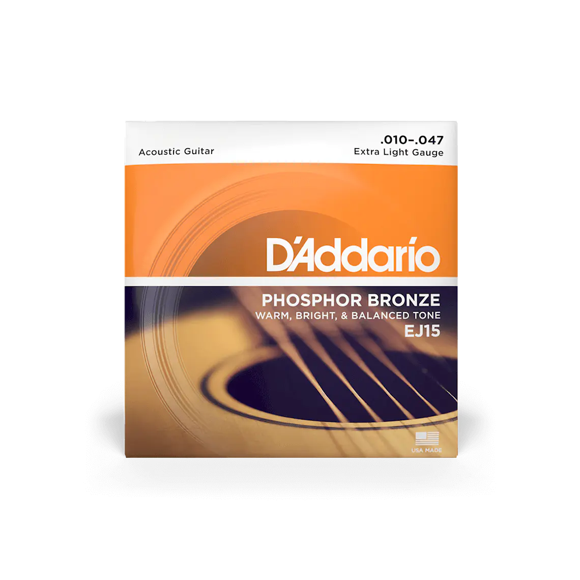 D'Addario EJ15 Phosphor Bronze Acoustic Guitar Strings Extra Light 10-47 1