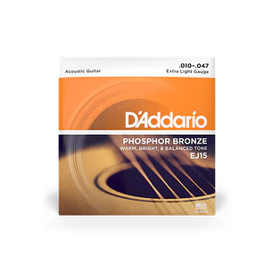 D'Addario EJ15 Phosphor Bronze Acoustic Guitar Strings Extra Light 10-47