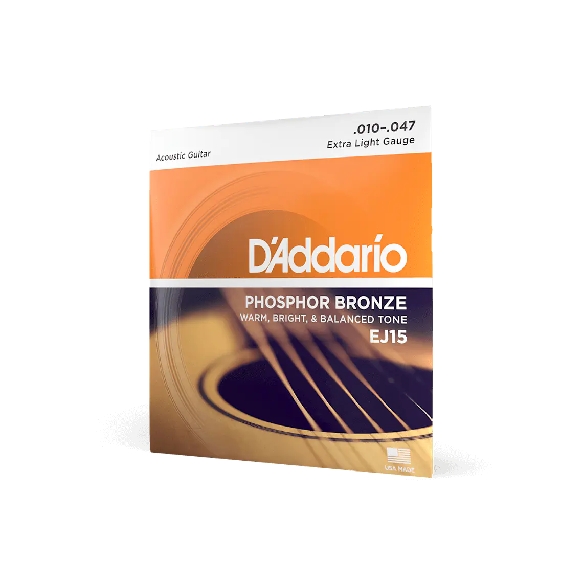 D'Addario EJ15 Phosphor Bronze Acoustic Guitar Strings Extra Light 10-47 4