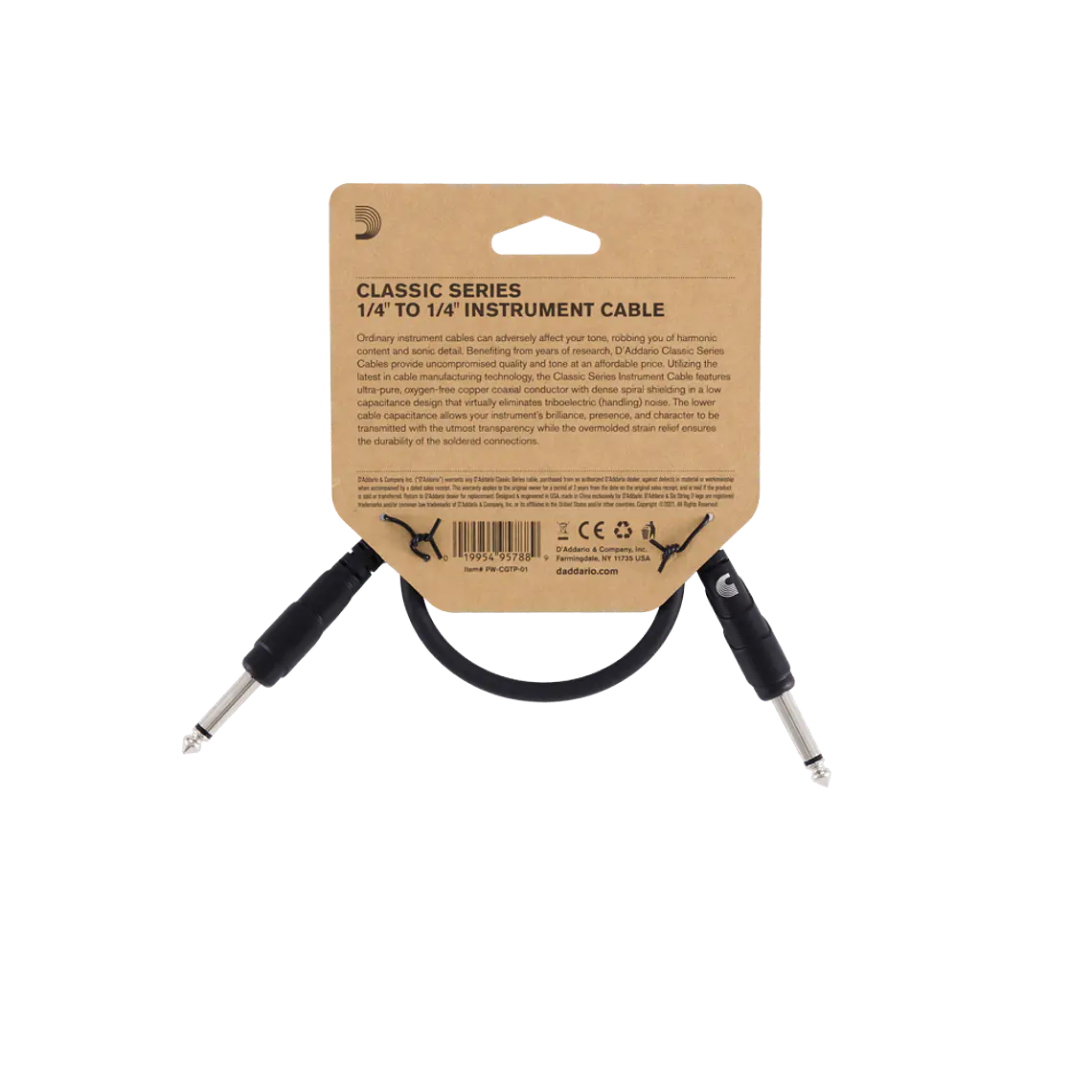 D'Addario Classic Series Patch Cable PW-CGTP-01 - 30.48 cm 3