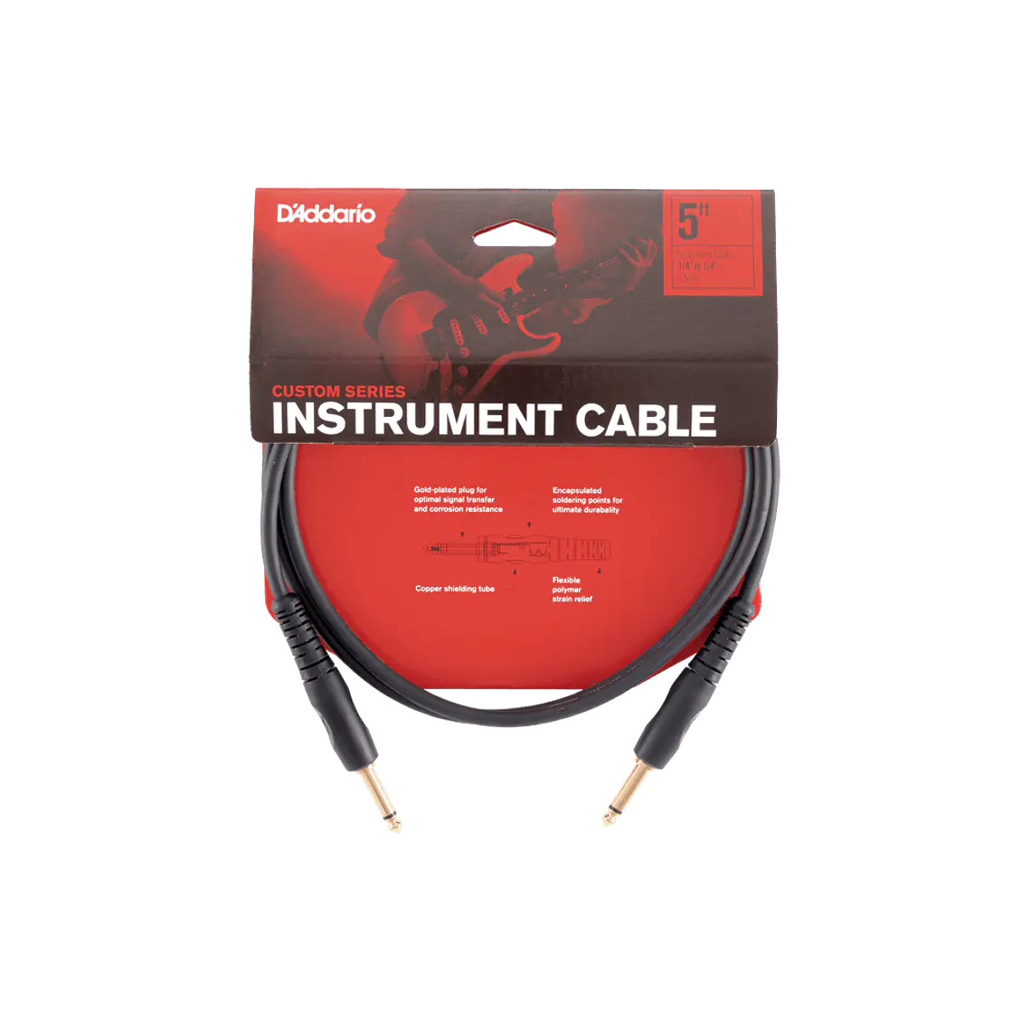 D'Addario Custom Series Instrument Cable PW-GRA-10 - Right Angle, 10 Feet 2