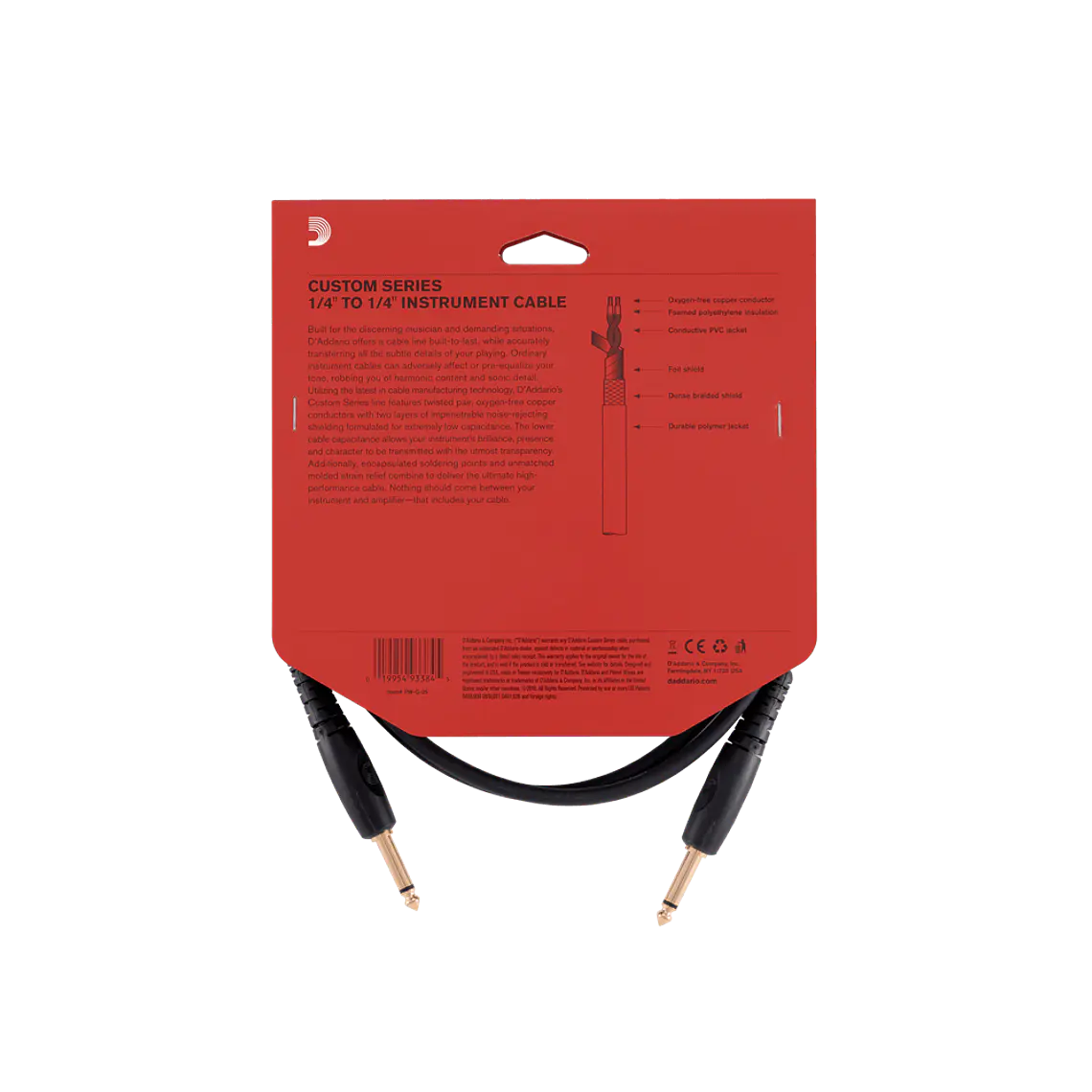 D'Addario Custom Series Instrument Cable PW-GRA-10 - Right Angle, 10 Feet 3