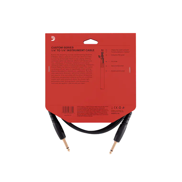 D'Addario Custom Series Instrument Cable PW-GRA-10 - Right Angle, 10 Feet 3