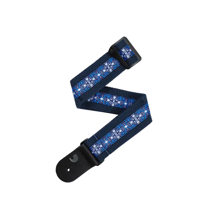 D'Addario 50CT03-DX Deluxe Cotton Guitar Strap - Blue 1