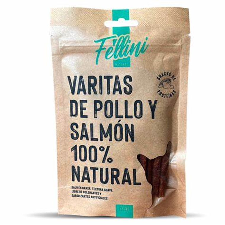Fellini Snack Varitas Pollo y Salmón Natural 50gr 1