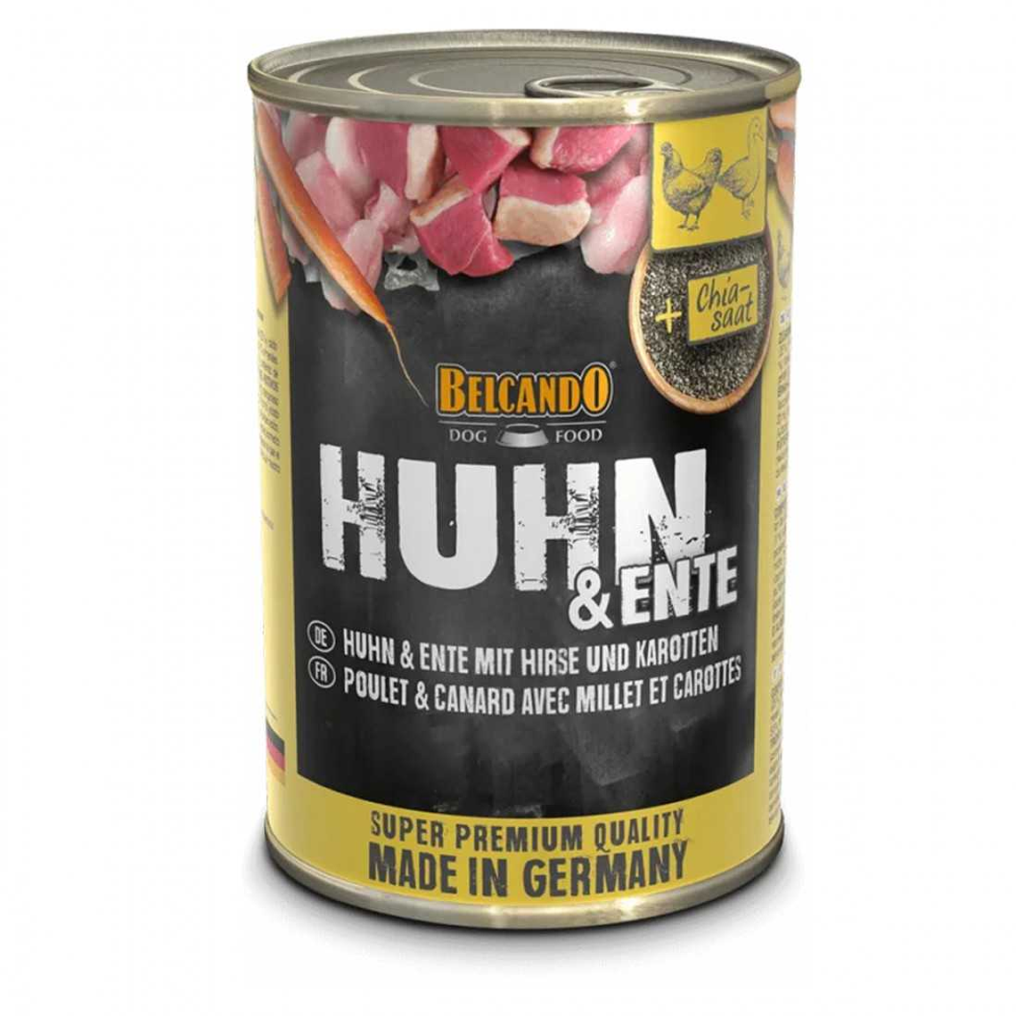 BELCANDO® POLLO, PATO CON MIJO Y ZANAHORIA Alimento húmedo perros 1