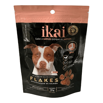 Ikai® Snack Deshidratado Salmón 40grs Flakes para Perros
