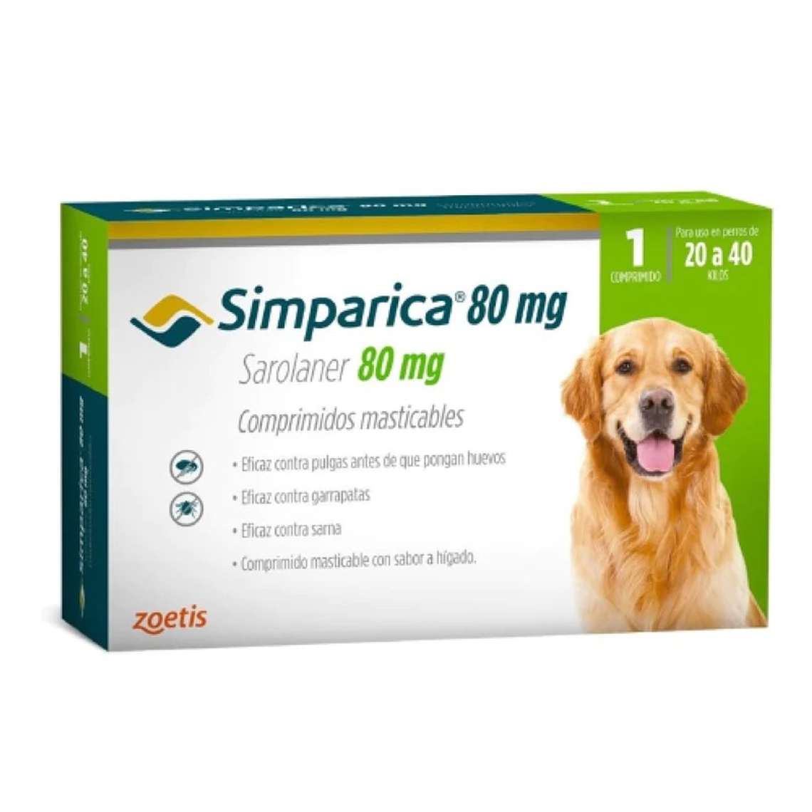 Zoetis Simparica 80mg 20 a 40 kg Antiparasitario 1