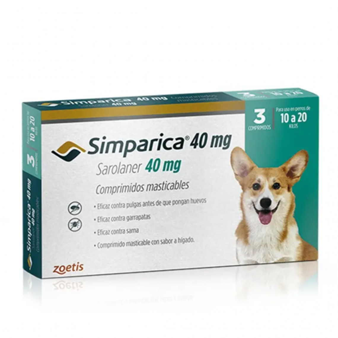 Zoetis Simparica 40mg 10 a 20 kg Antiparasitario 2