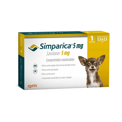 Zoetis Simparica 5mg 1,3 a 2,5 kg Antiparasitario externo Perros