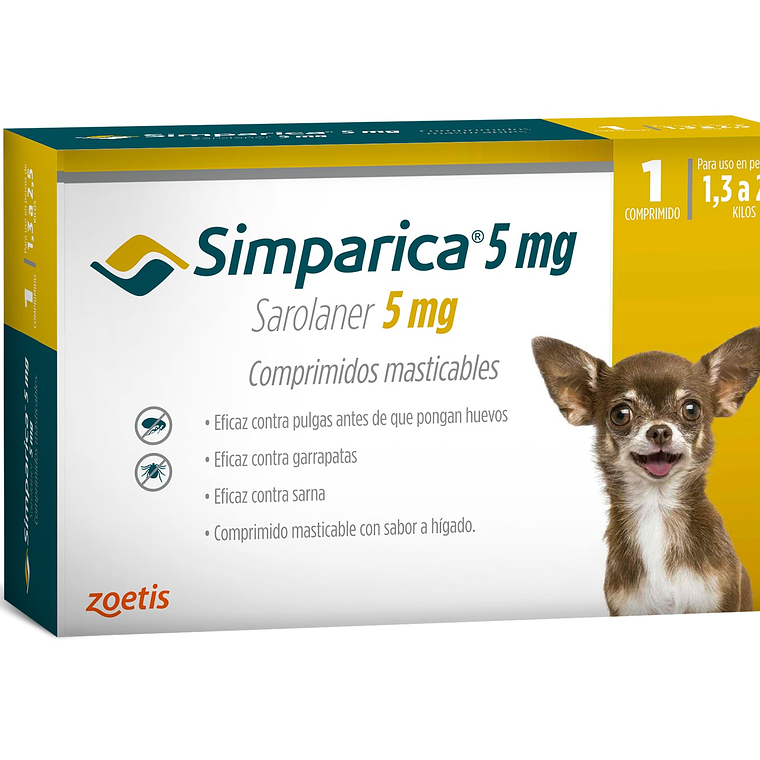 Zoetis Simparica 5mg 1,3 a 2,5 kg Antiparasitario externo Perros 1