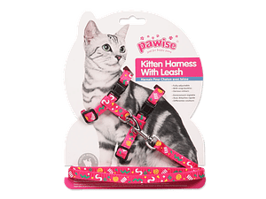 PAWISE Arnés + Correa para Gatos Talla Única Diseño Rosa