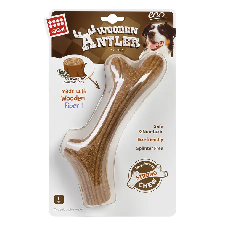 GIGWI WOODEN ANTLER MADERA NATURAL  4