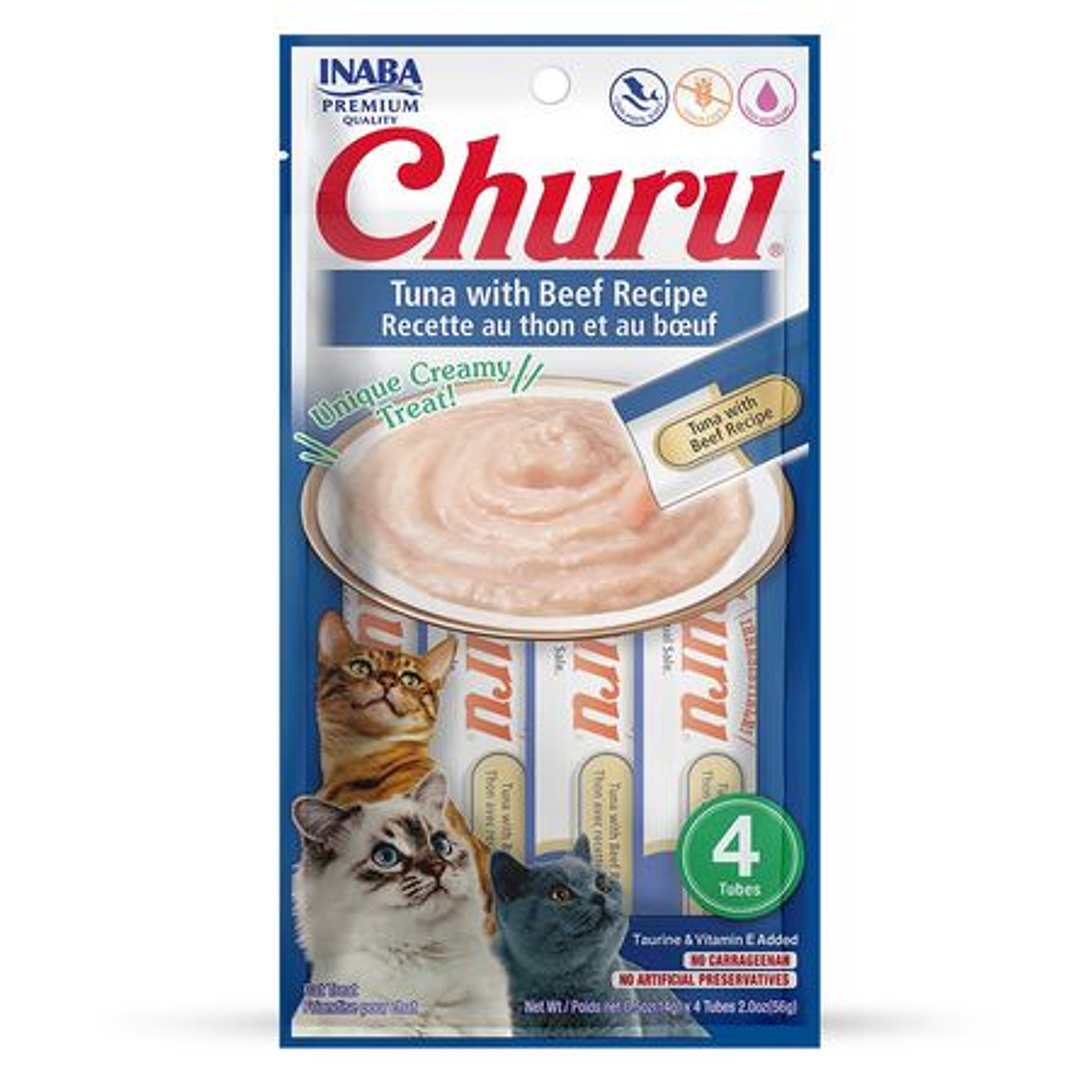 INABA CHURU CAT ATÚN WITH BEEF 4 TUBOS 14GR 1