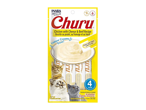 INABA CHURU CAT CHICKEN, BEEF & CHEESE 4 TUBOS 14GR