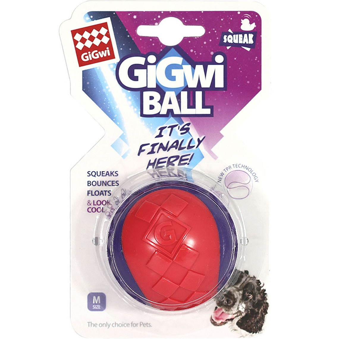 GIGWI PELOTA SQUEAKER M ROJO/MORADO 1