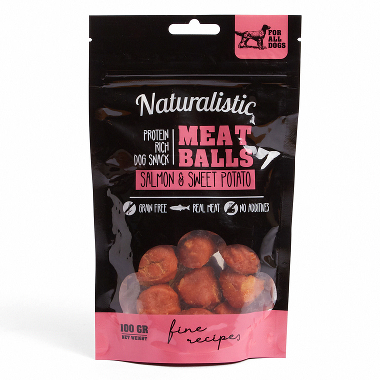 NATURALISTIC MEATBALLS SALMON AND SWEET POTATO 100GR  1