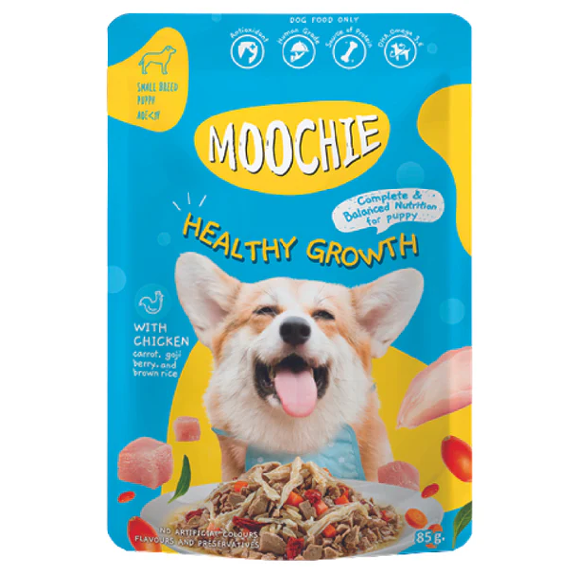 MOOCHIE SOBRE CACHORRO POLLO 85GRS HEALTHY GROWTH 1